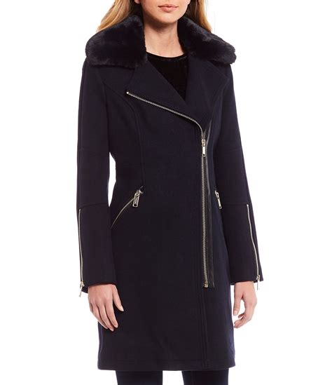 michael kors wool-blend faux fur coat|Michael Kors faux fur collars.